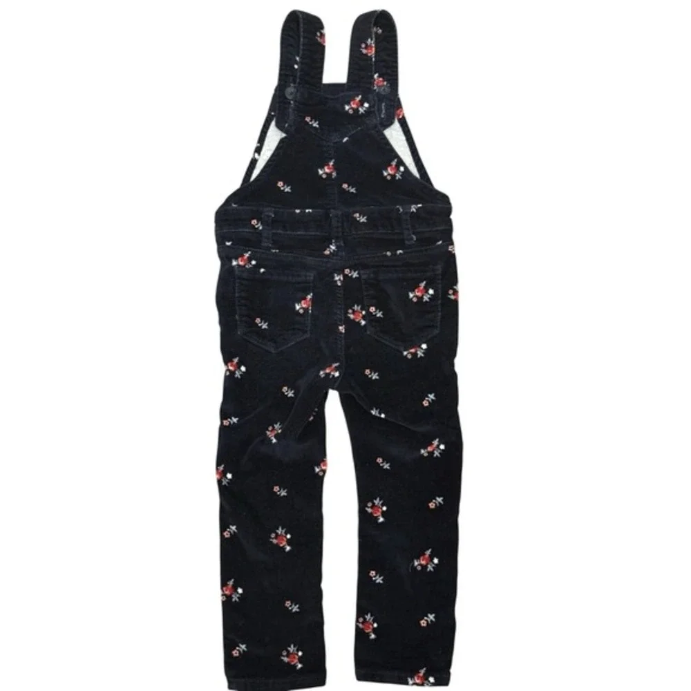 Gap Kids Navy Blue Corduroy Denim Overalls Roses Size 3T‎